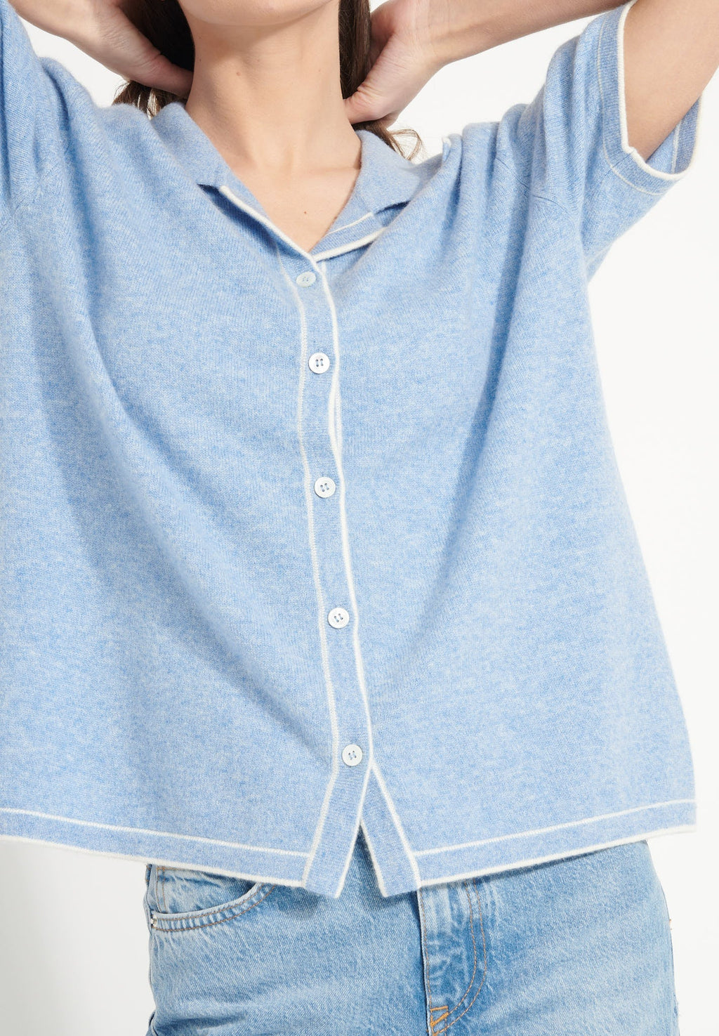 AVA 2 Light blue oversized cashmere blouse