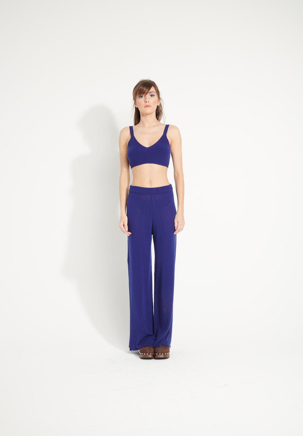 AVA 15 Midnight blue cashmere pants with chiselled trim