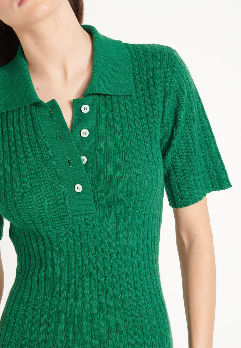 AVA 17 Emerald green cashmere polo-neck dress