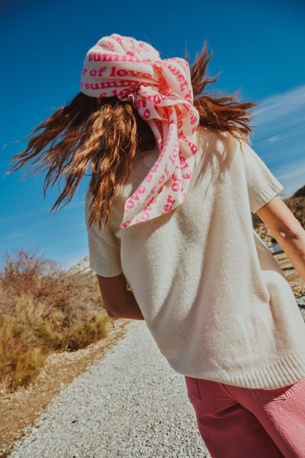 UNI 7 "SUMMER OF LOVE" fuchsia printed cashmere bandana