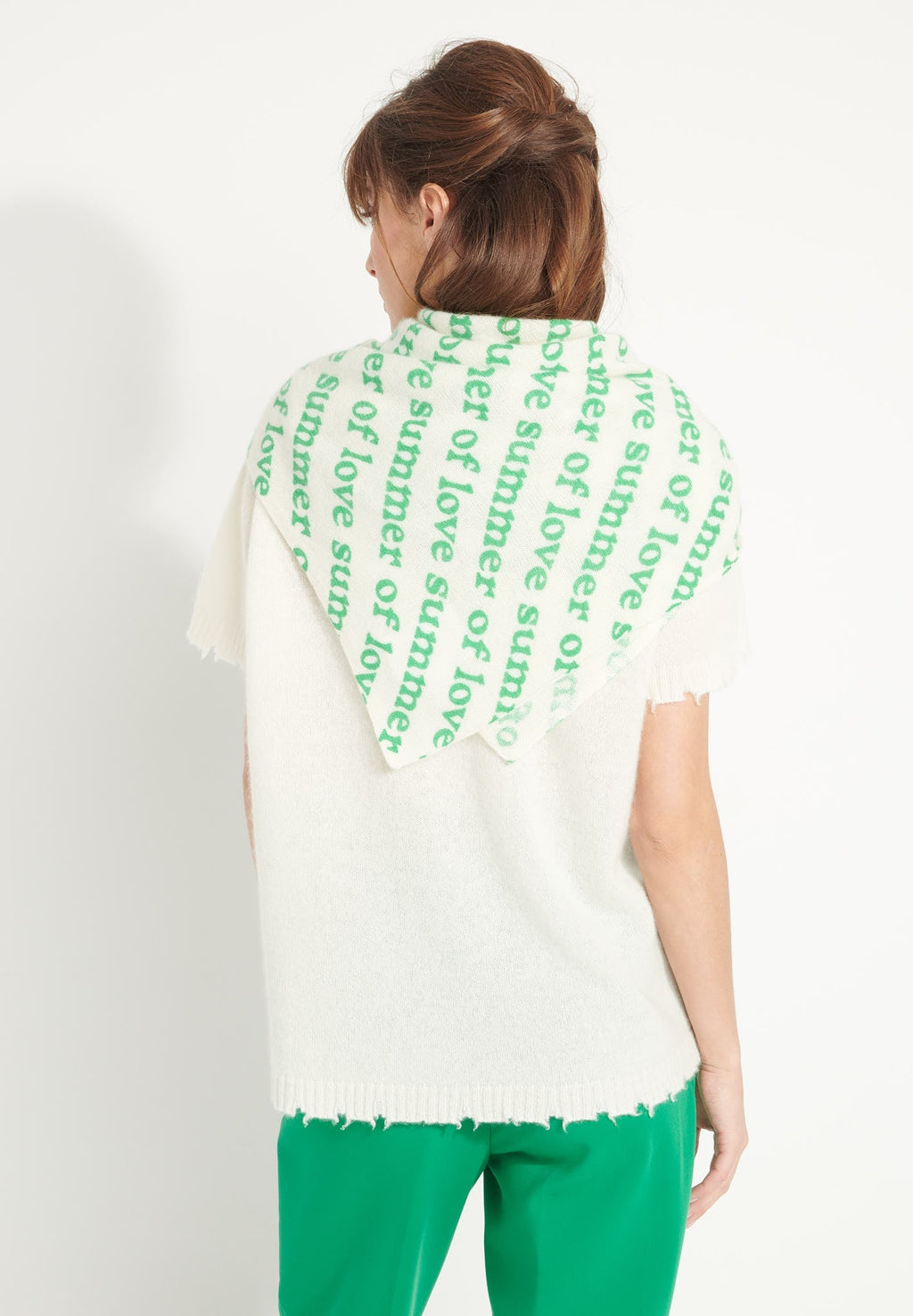 UNI 7 "SUMMER OF LOVE" printed cashmere bandana, green