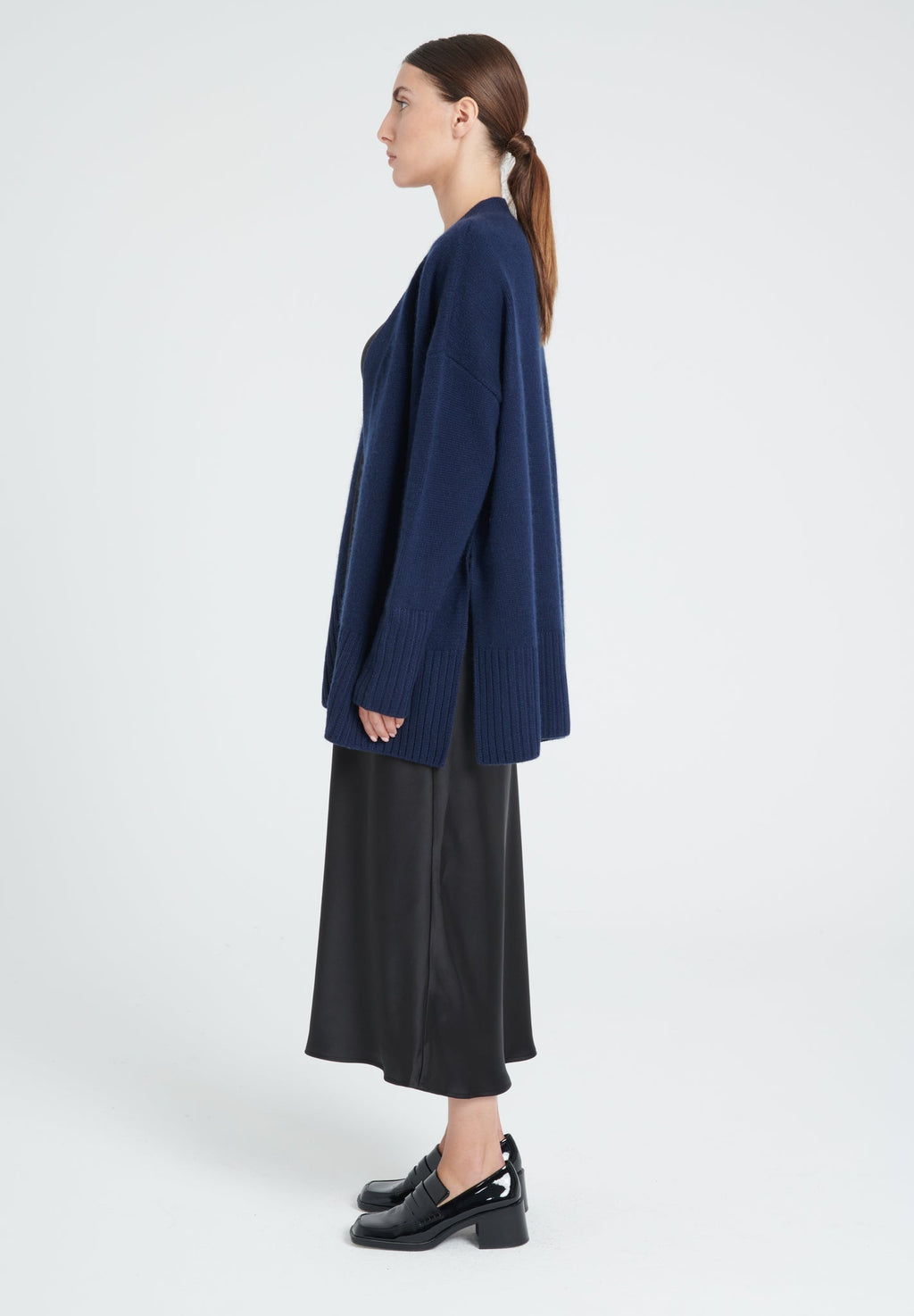 ZAYA 8 Belted cashmere cardigan 8 threads navy blue