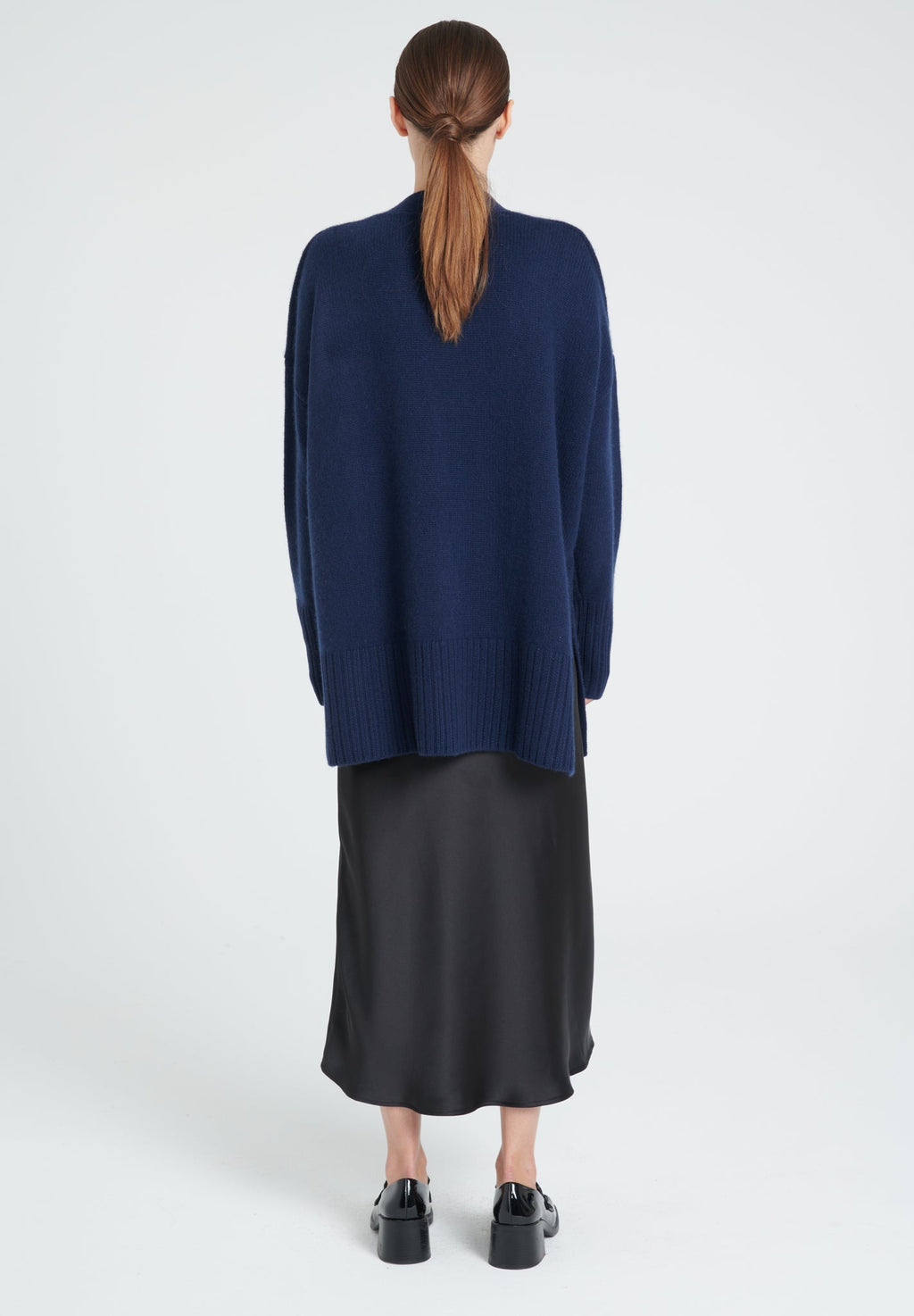 ZAYA 8 Belted cashmere cardigan 8 threads navy blue