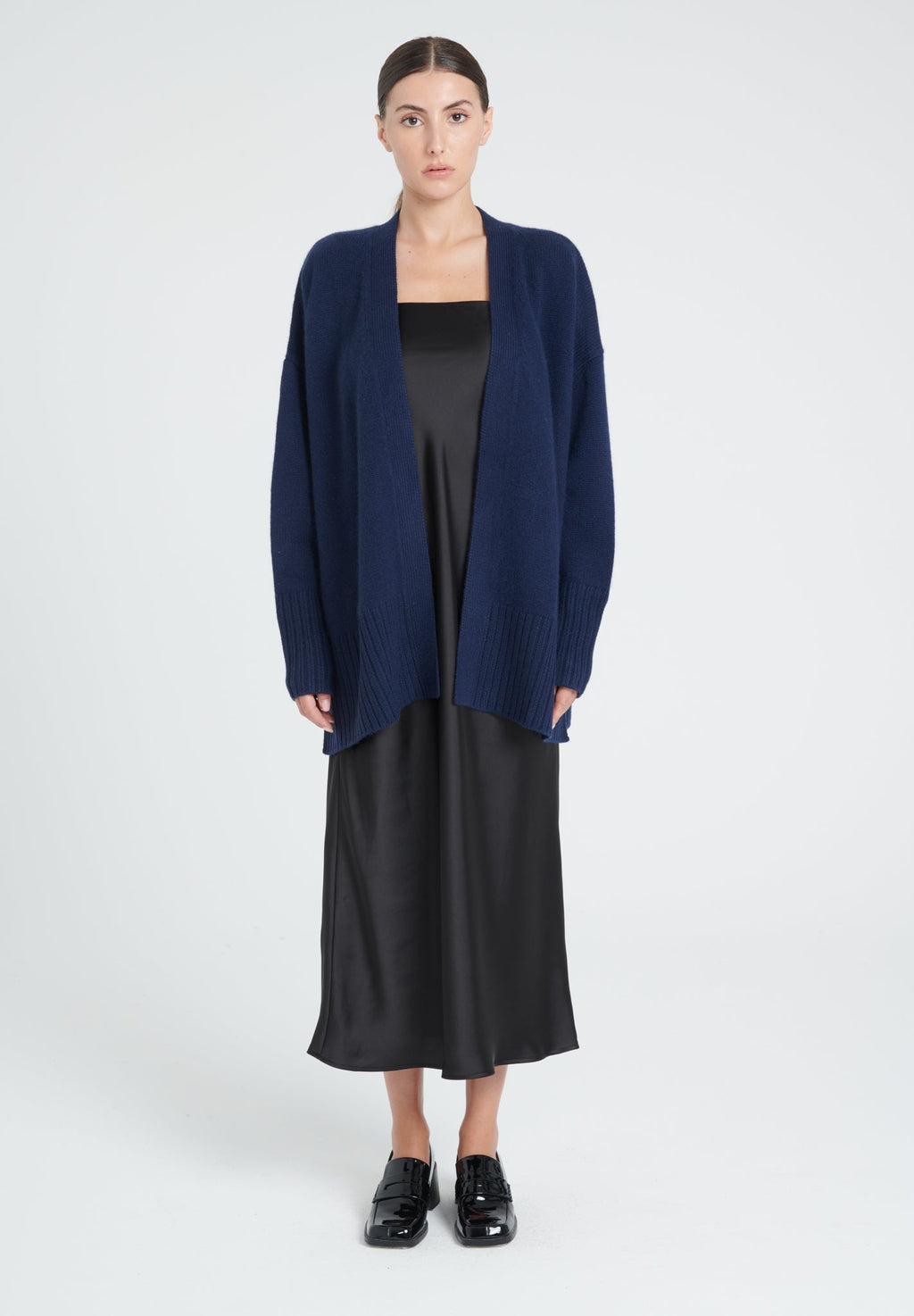 ZAYA 8 Belted cashmere cardigan 8 threads navy blue