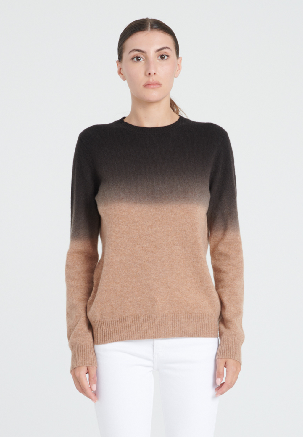 ZAYA 9  Round-neck cashmere sweater in camel