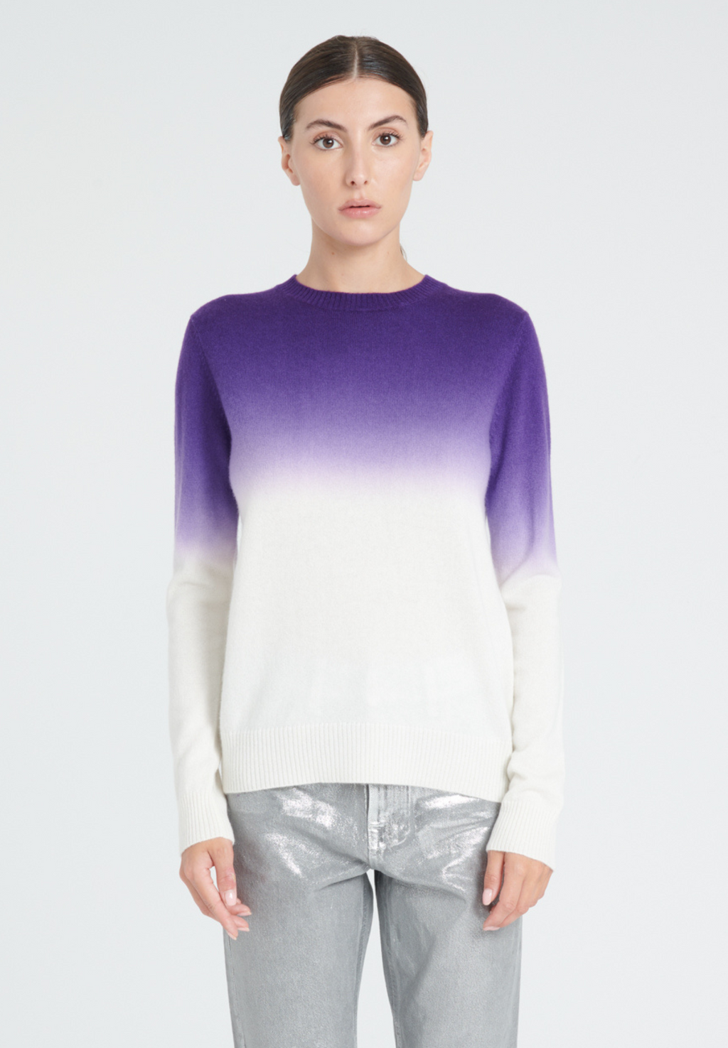 ZAYA 9  Round-neck cashmere sweater in ecru white