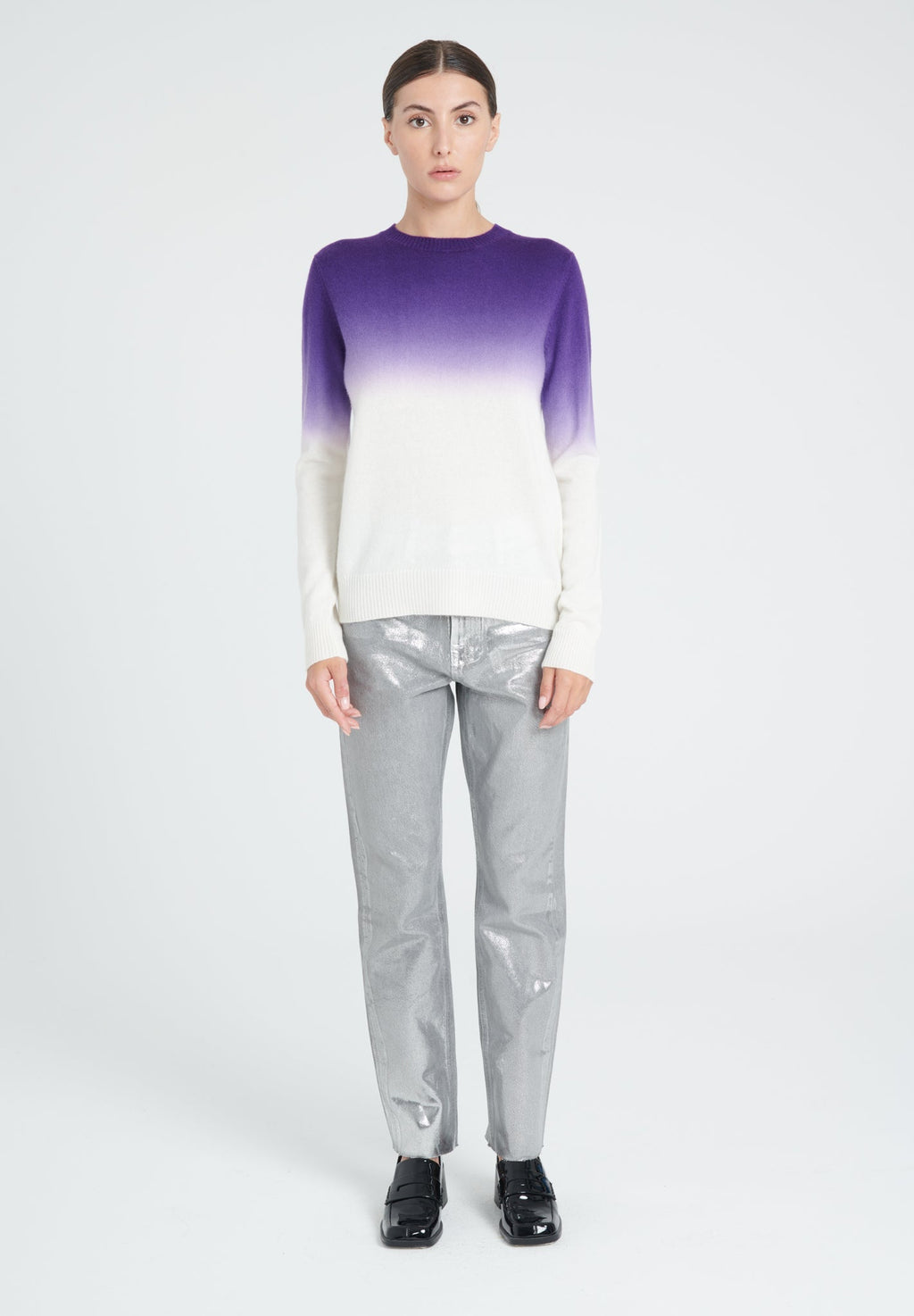 ZAYA 9  Round-neck cashmere sweater in ecru white