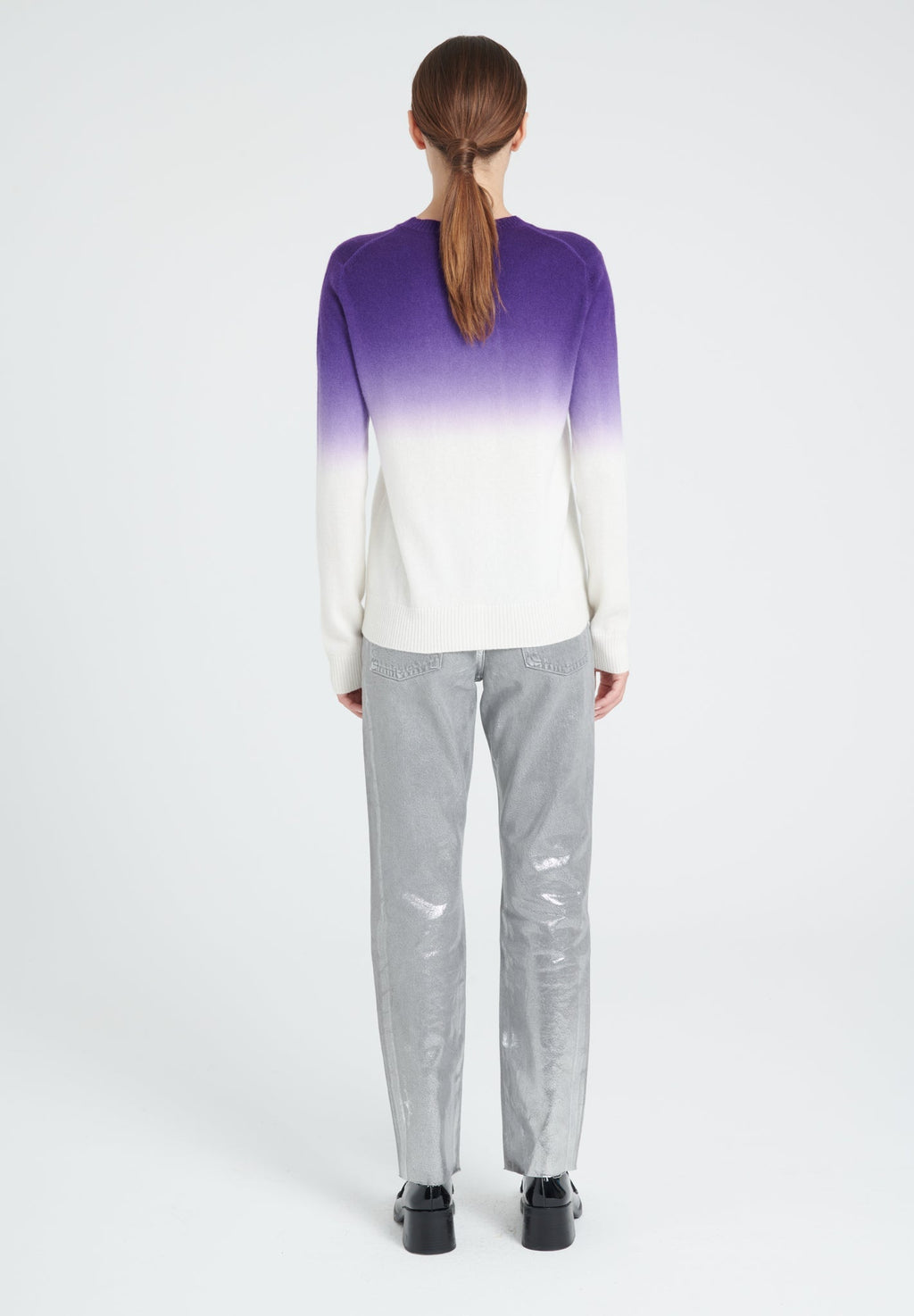 ZAYA 9  Round-neck cashmere sweater in ecru white