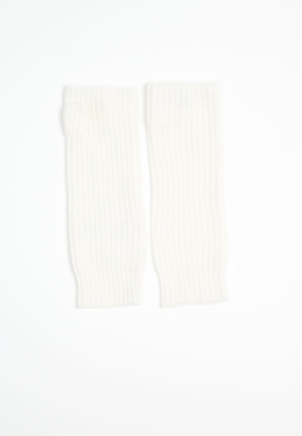 UNI 8 4-thread cashmere mittens with English rib knit in ecru white