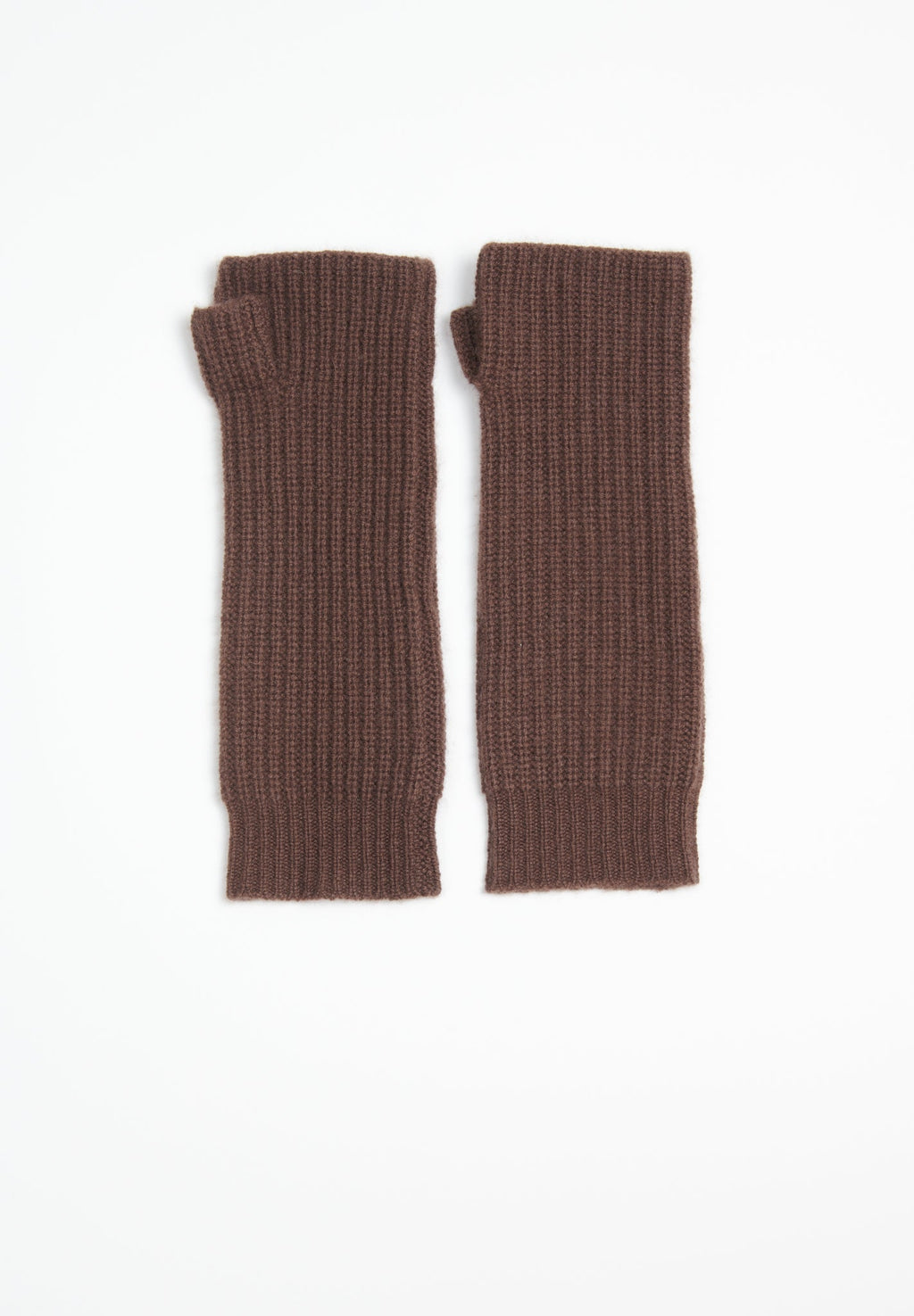 UNI 8 English rib knit mittens in brown 4-thread cashmere