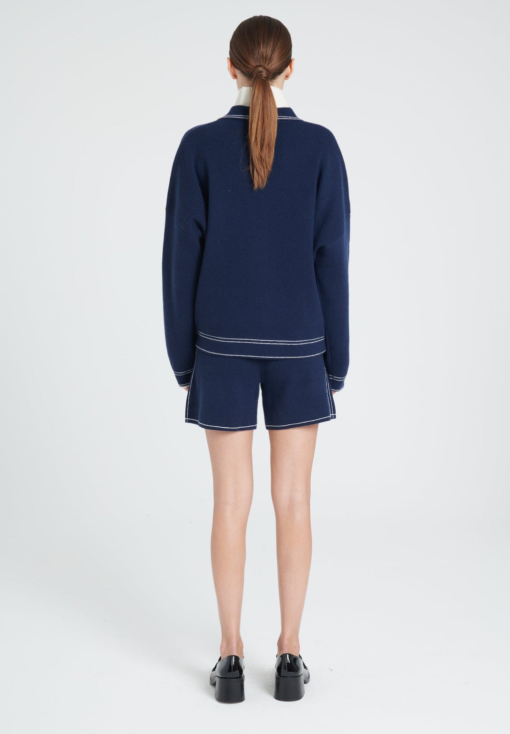 ZAYA 14 Navy blue cashmere milano knit jacket