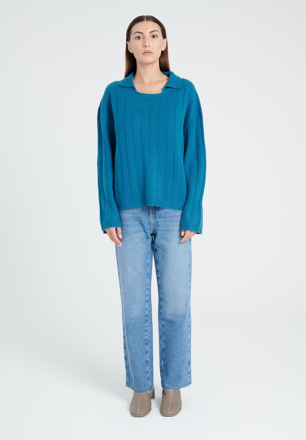 ZAYA 17 6-thread cashmere claudine-neck sweater royal blue