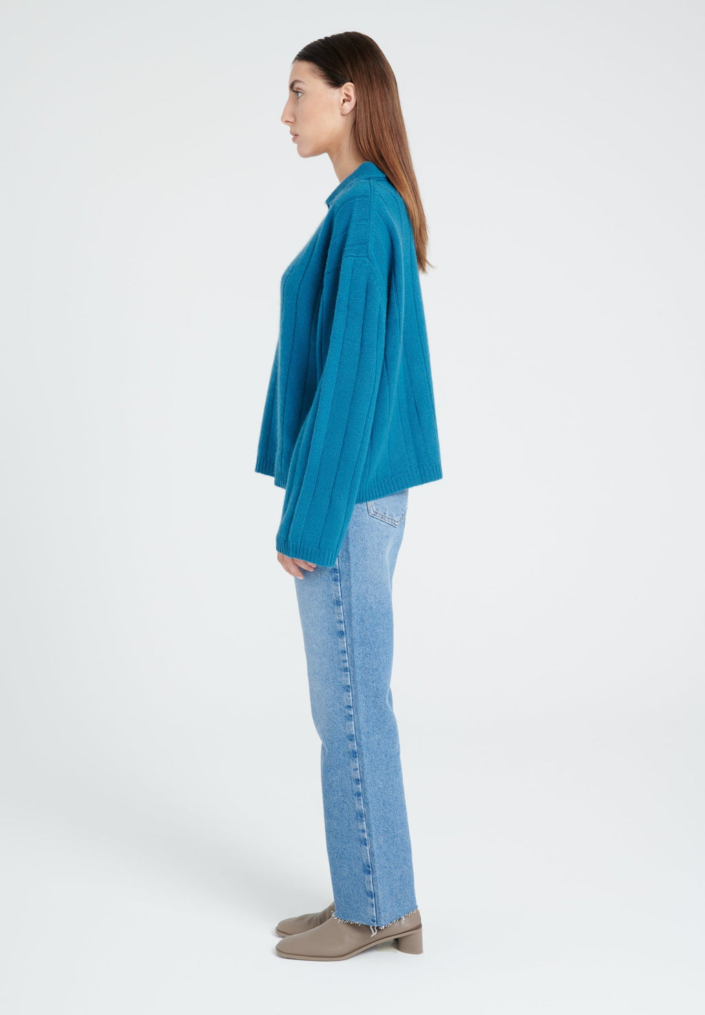 ZAYA 17 6-thread cashmere claudine-neck sweater royal blue