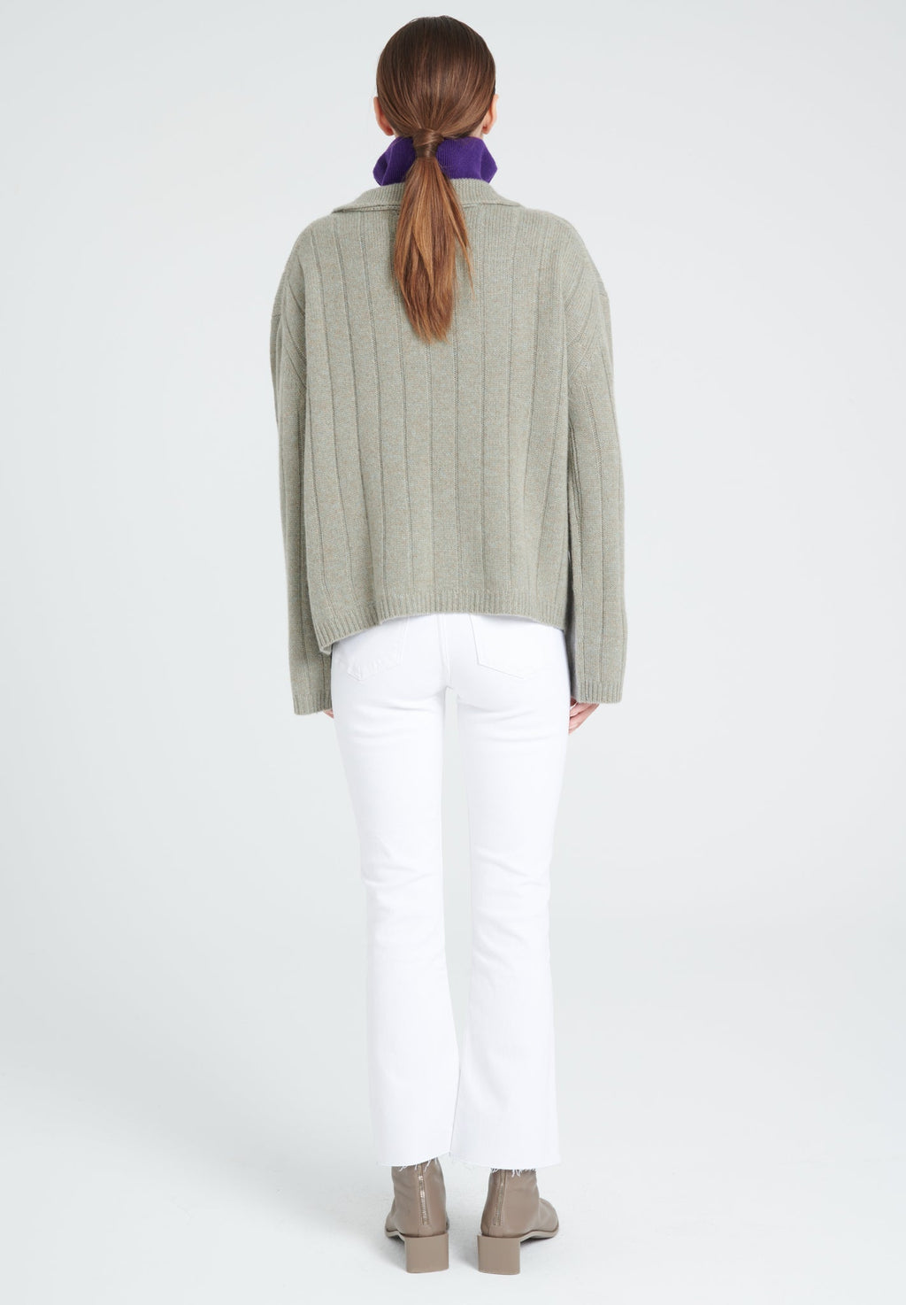 ZAYA 17 6-thread cashmere claudine-neck sweater khaki