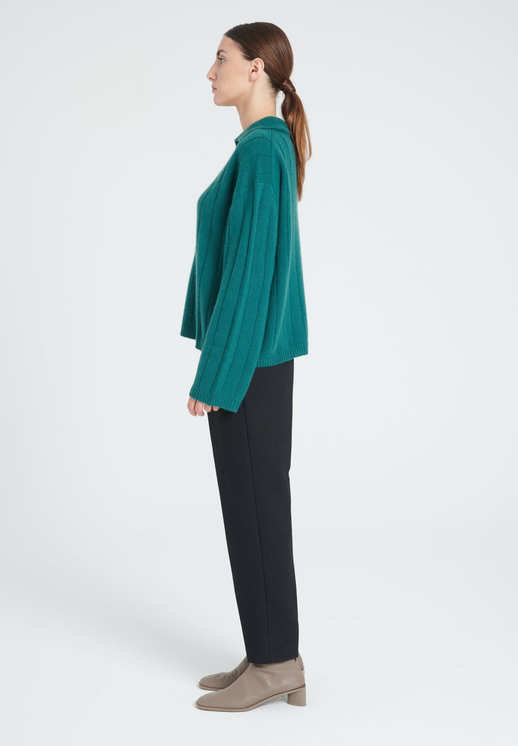 ZAYA 17 6-thread cashmere claudine-neck sweater dark green