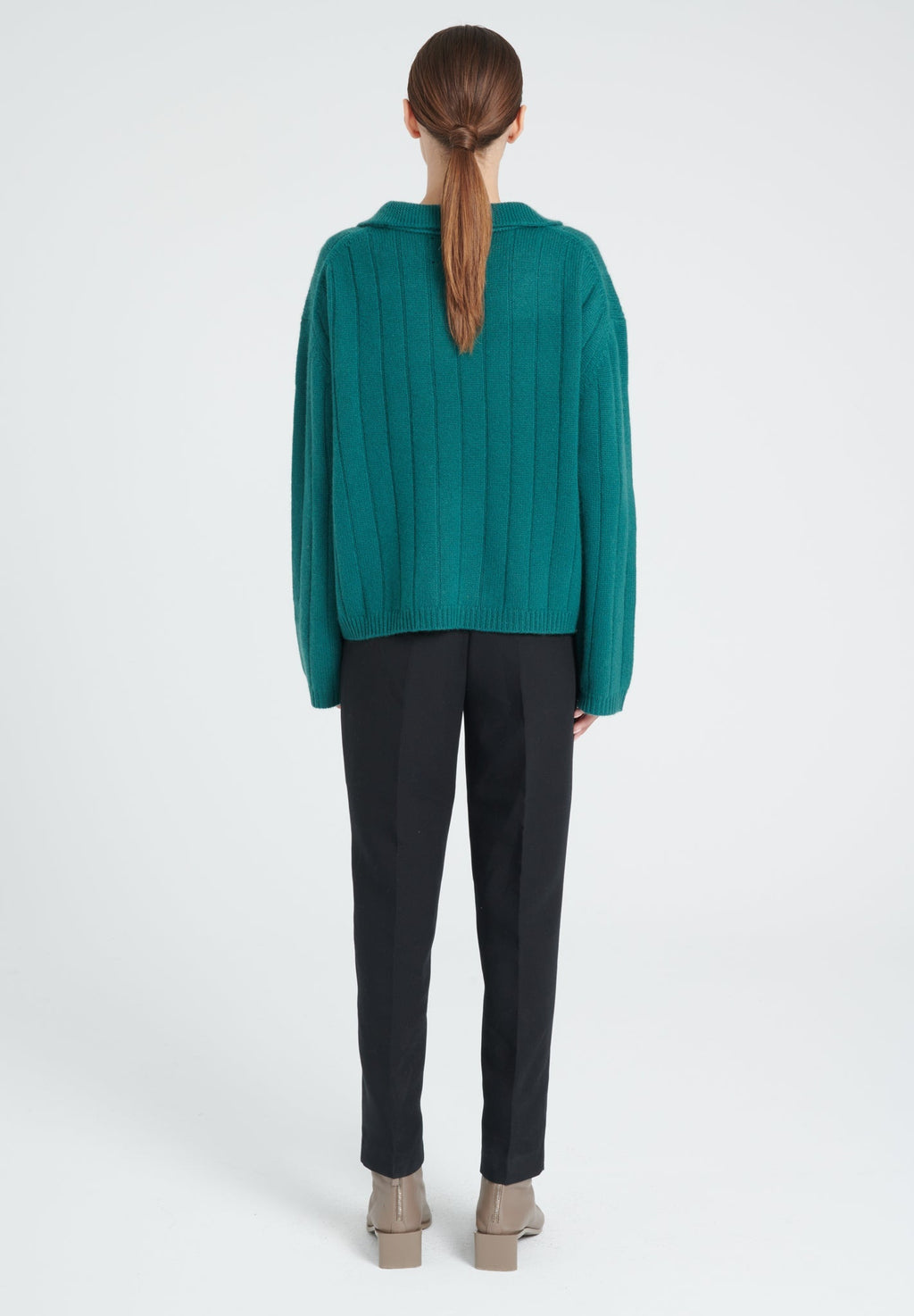 ZAYA 17 6-thread cashmere claudine-neck sweater dark green