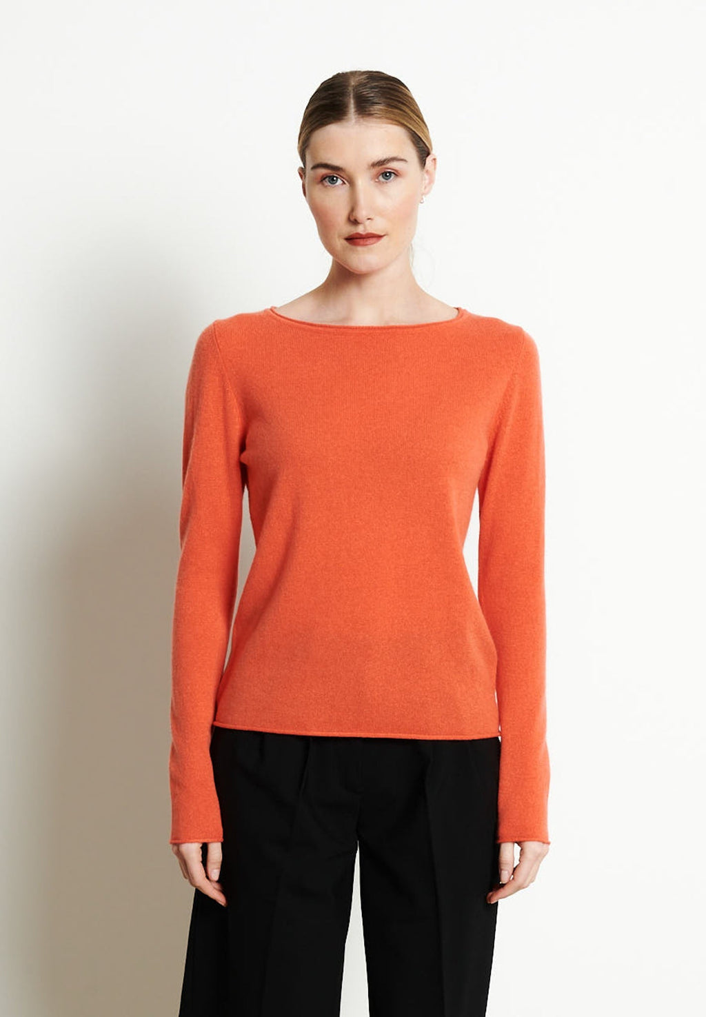 LILLY 5 Tangerine cashmere boat-neck sweater