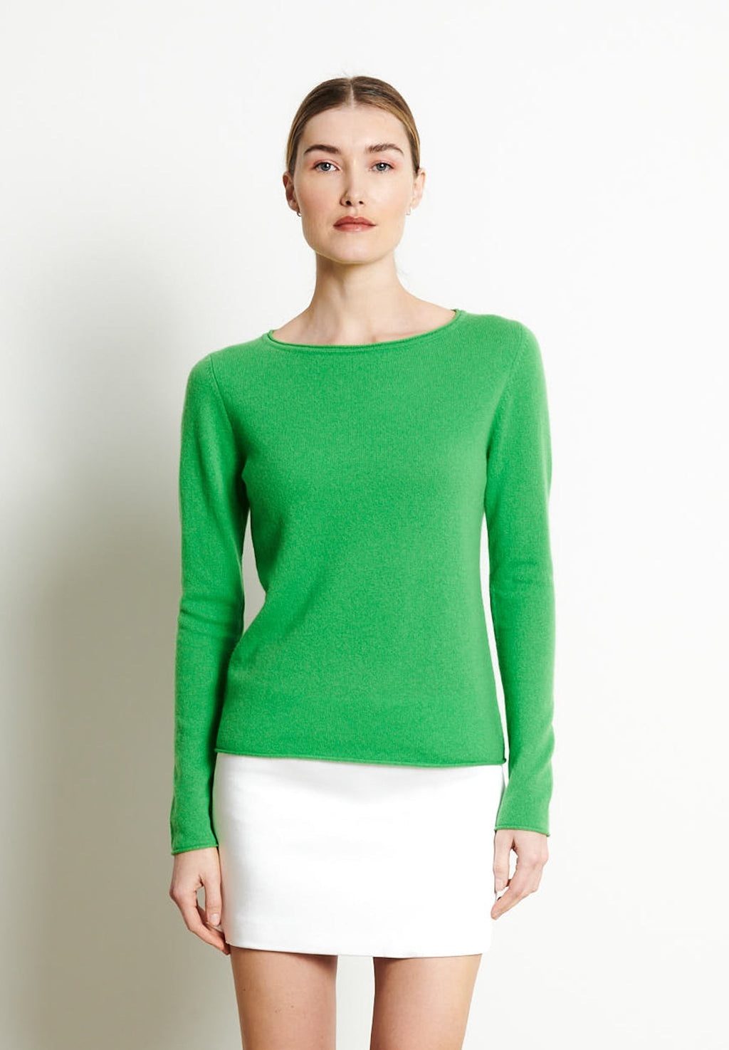 LILLY 5 Apple green cashmere boat-neck sweater