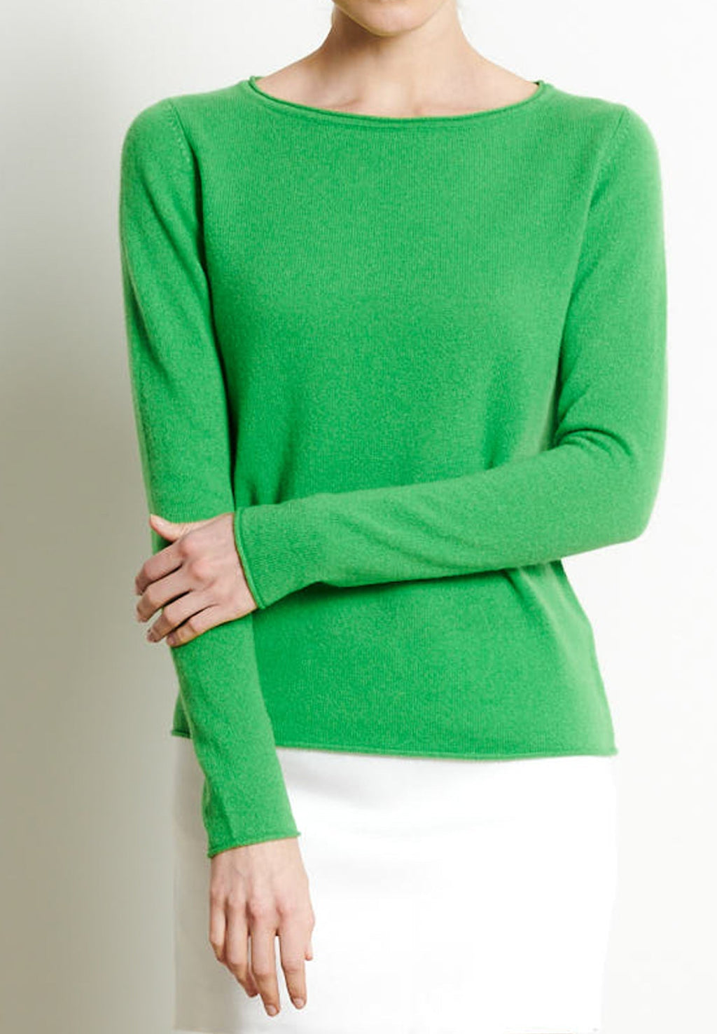 LILLY 5 Apple green cashmere boat-neck sweater