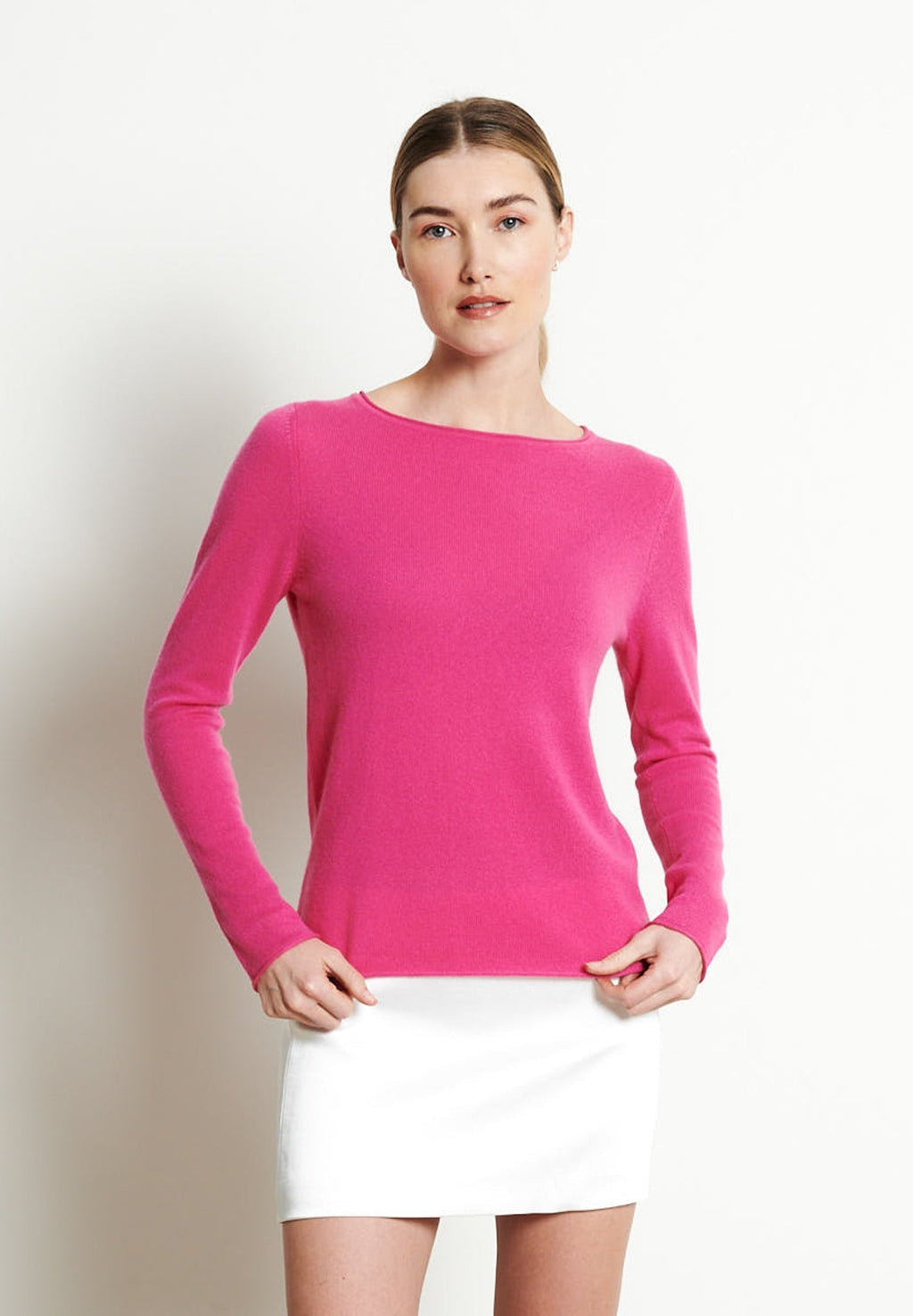 LILLY 5 Indian pink cashmere boat-neck sweater