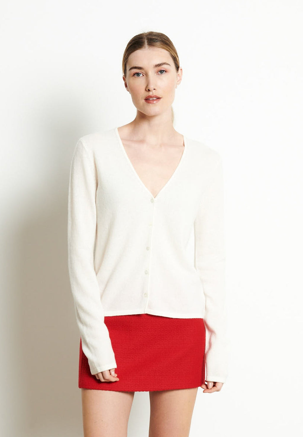 LILLY 7 Slim-fit cashmere V-neck cardigan ecru white