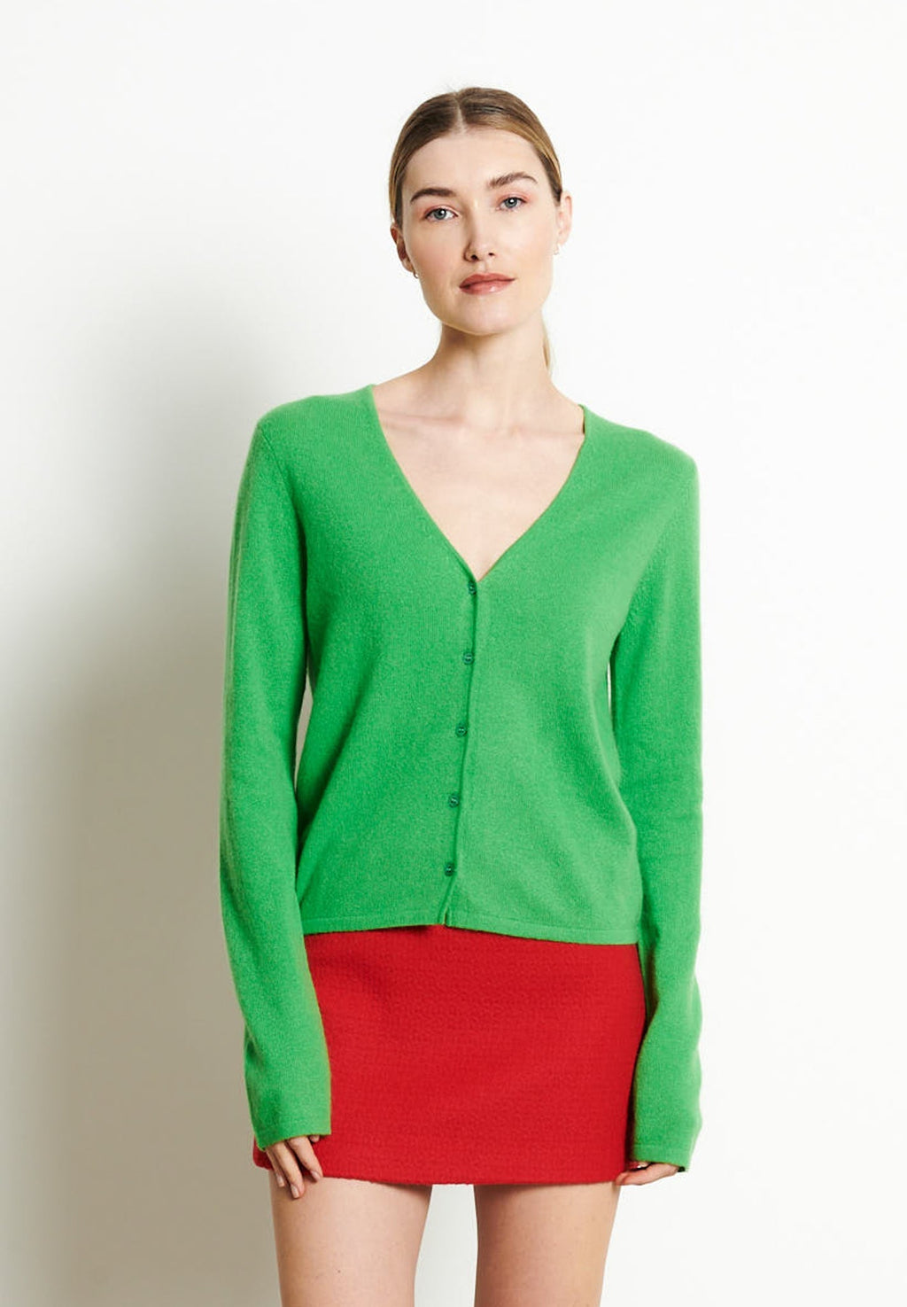 LILLY 7 Slim-fit cashmere V-neck cardigan apple green