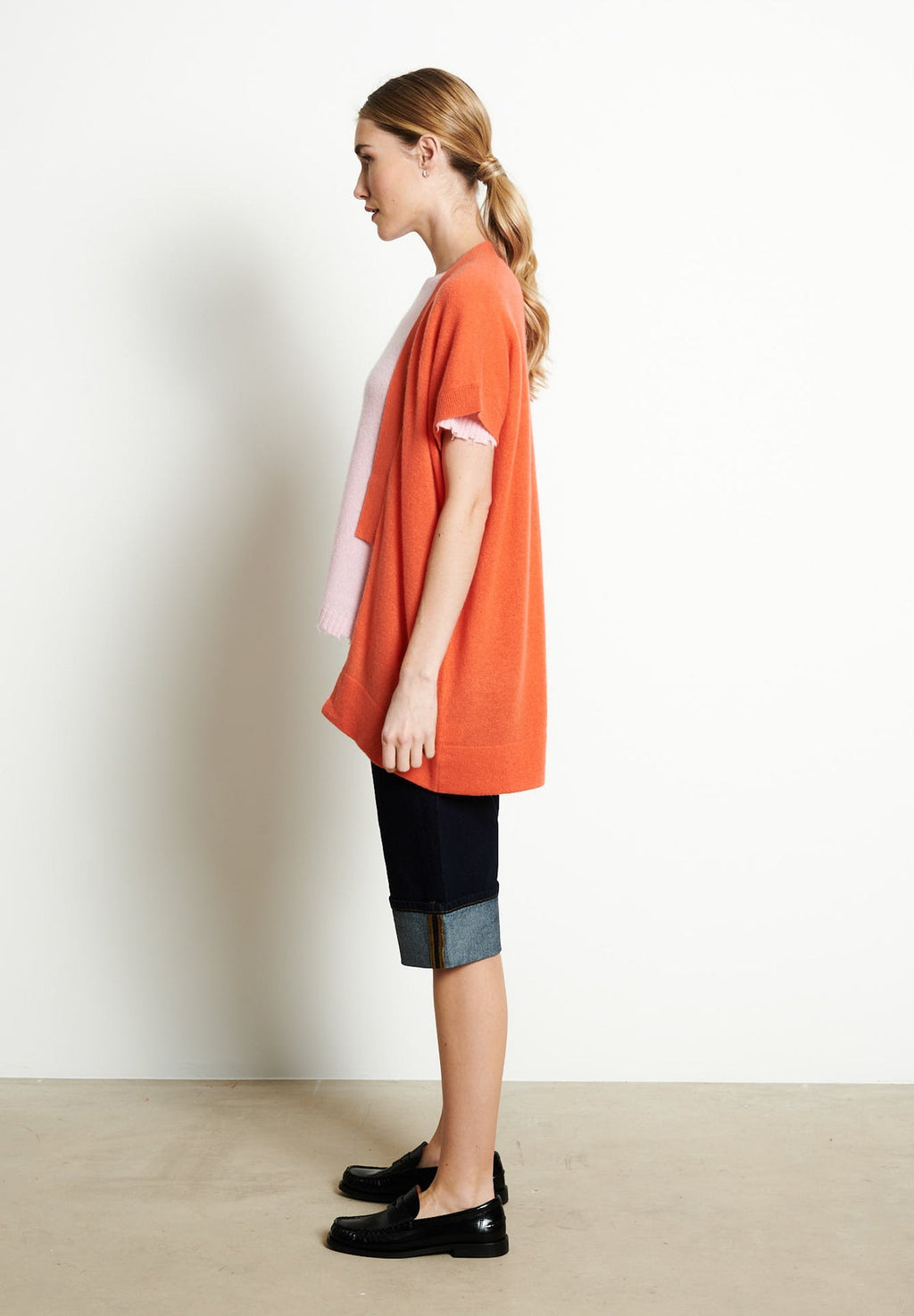 RIA 4 Tangerine cashmere kimono