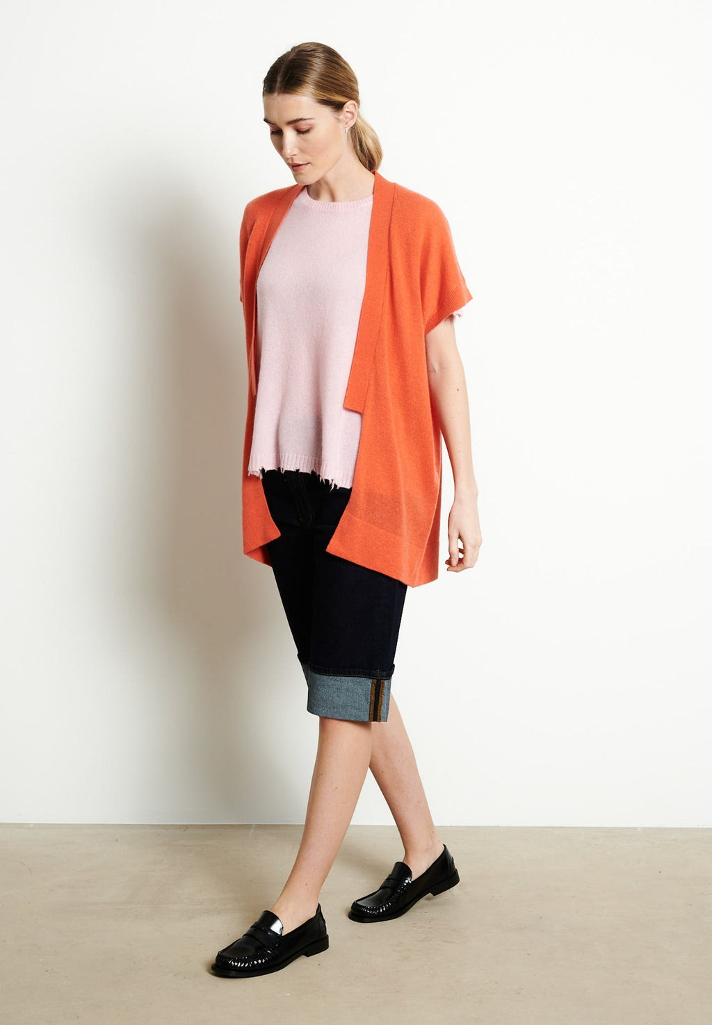 RIA 4 Tangerine cashmere kimono