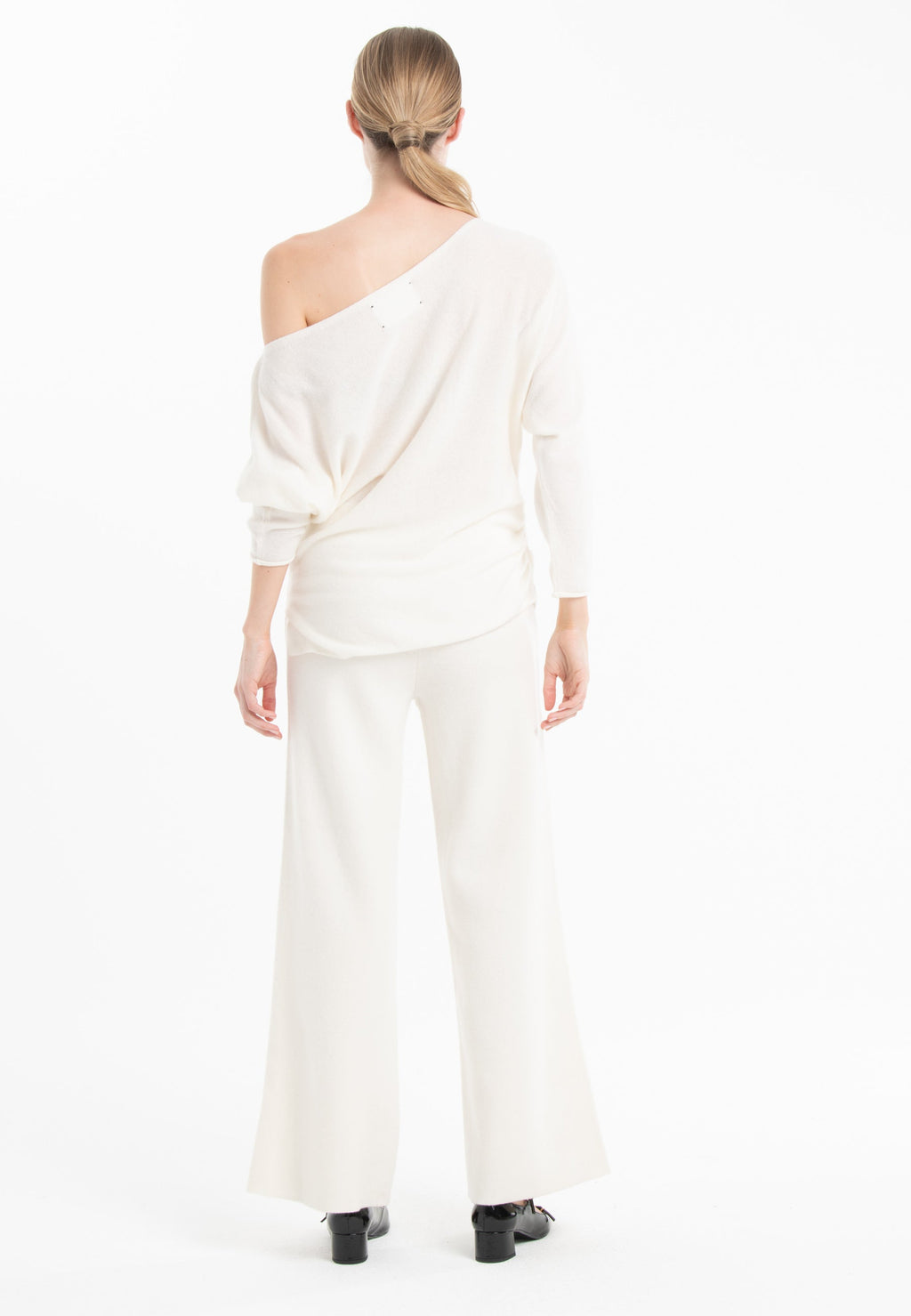 NAMI 25 Cashmere milano knit pants in ecru white