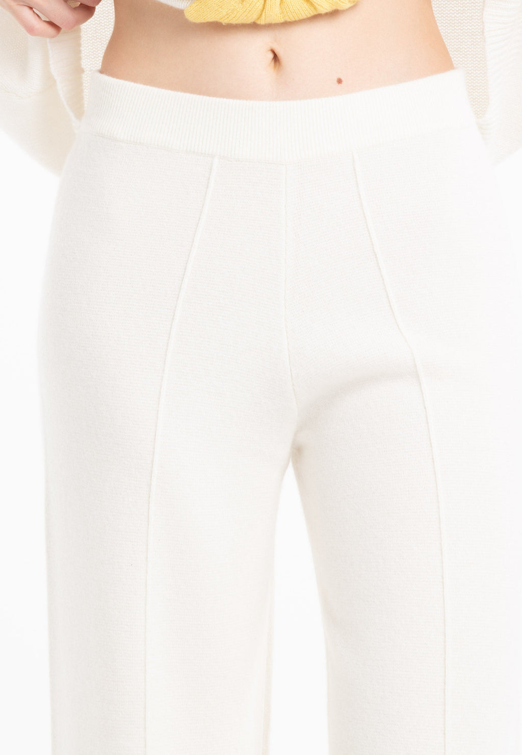 NAMI 25 Cashmere milano knit pants in ecru white