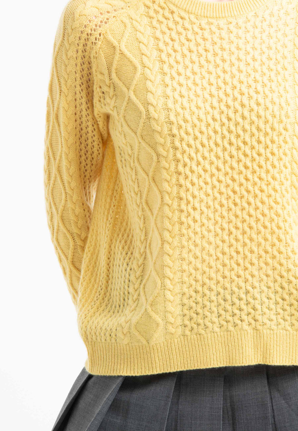 NAMI 28 4-thread cashmere twisted round-neck sweater yellow