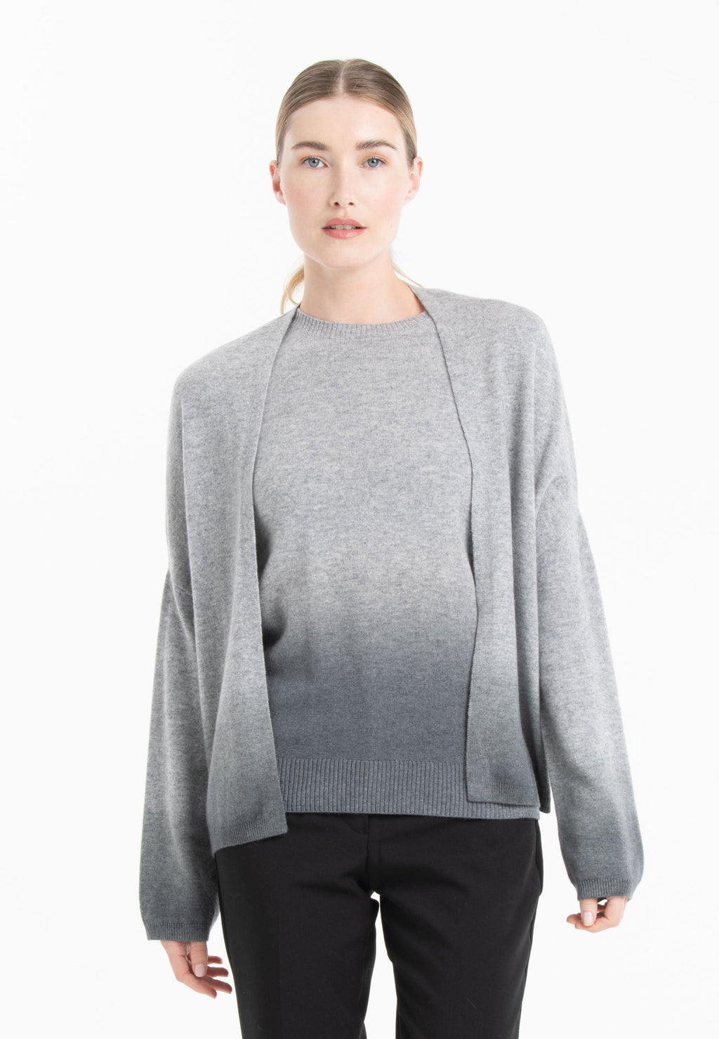 NAMI 12 Grey tie and dye cashmere shawl collar jacket