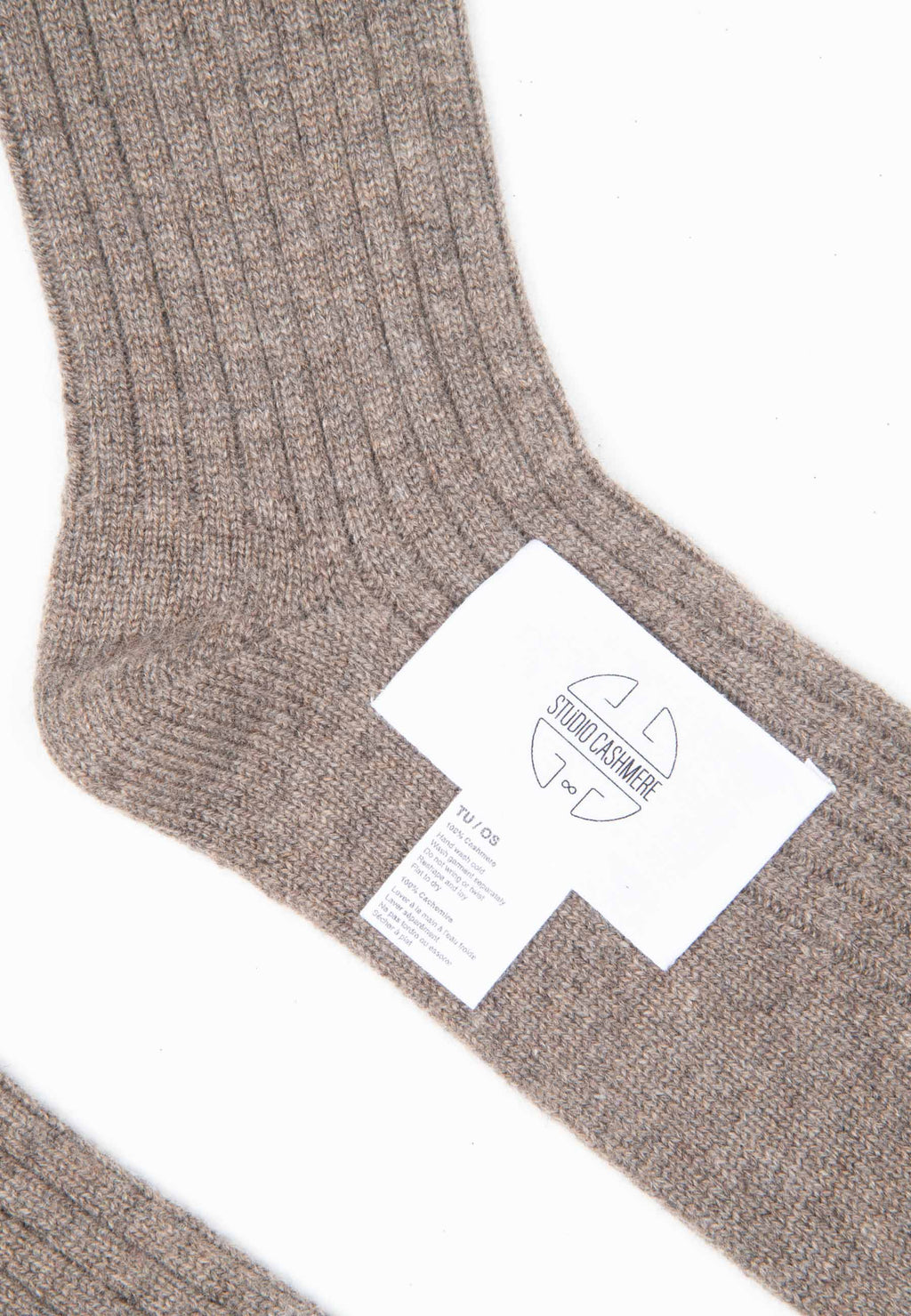 UNI 13 Traditional 4-thread cashmere rib sock in taupe