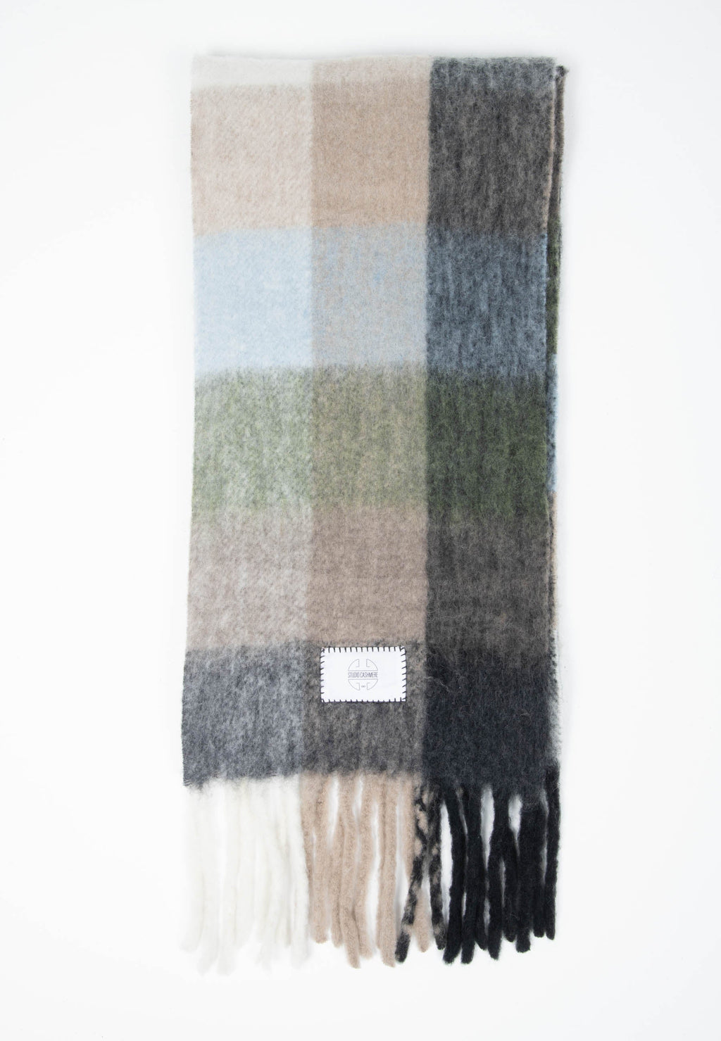 UNI 14 Square-woven scarf in alpaca and multicolored wool