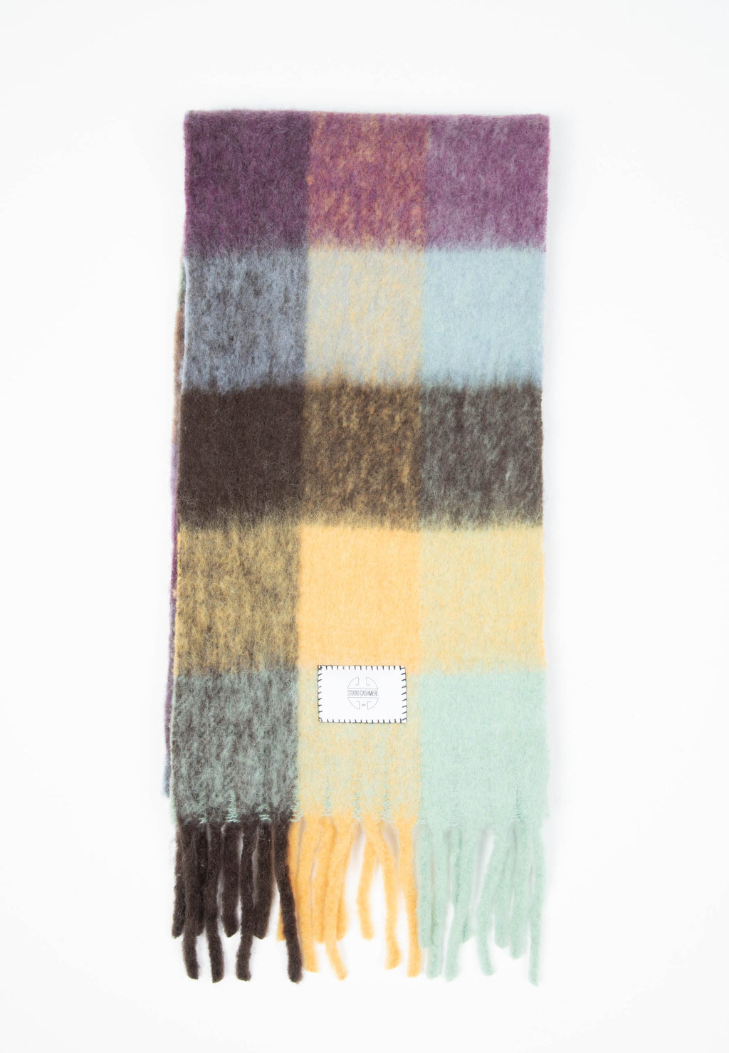 UNI 14 Square-woven scarf in alpaca and multicolored wool