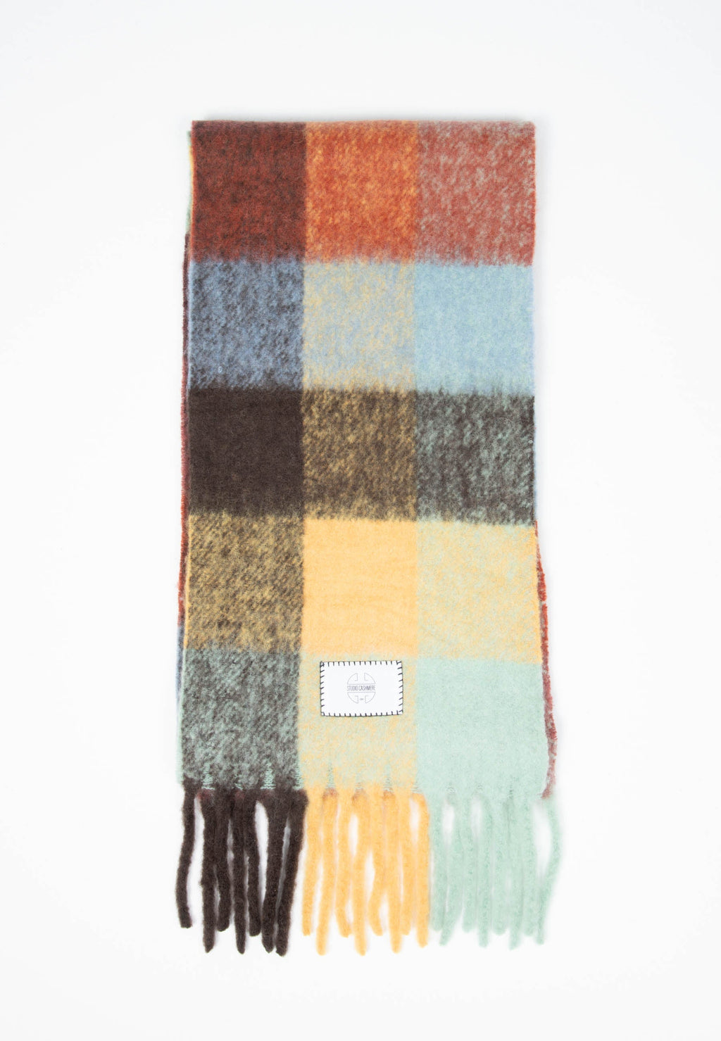 UNI 14 Square-woven scarf in alpaca and multicolored wool