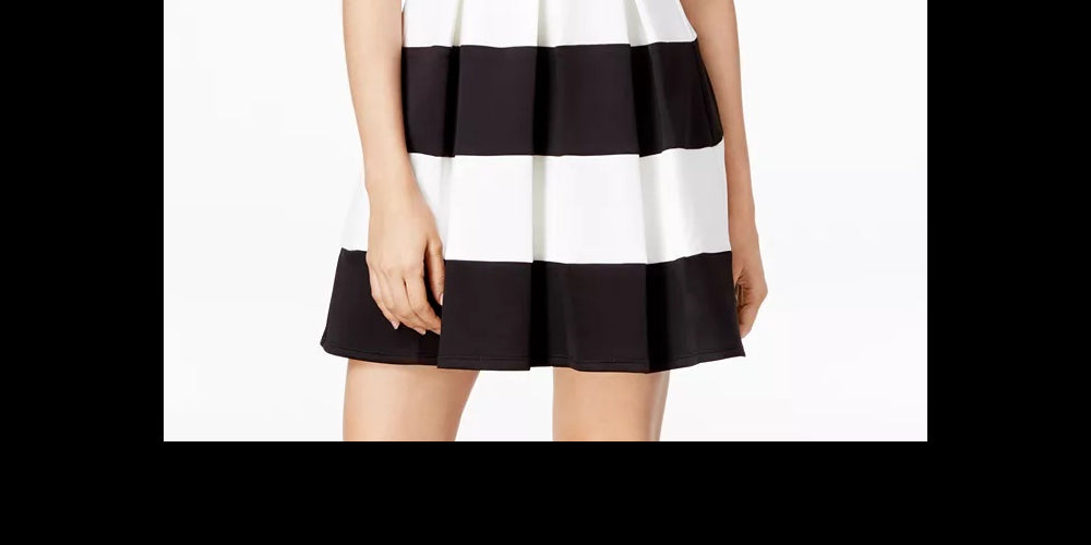 Speechless Juniors' Lace Colorblocked Fit & Flare Dress Black Size Small