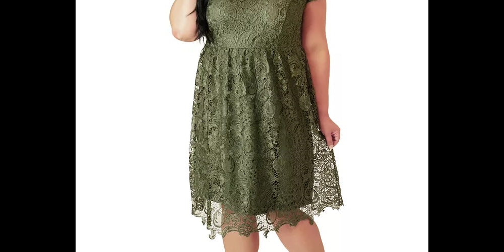 Maree Pour Toi Women's Plus Maree Pour Toi Lace Fit & Flare Dress Green Size 12W