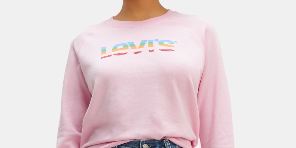 Levi's Women's Logo Print Cotton Cropped Top Pink Size Small