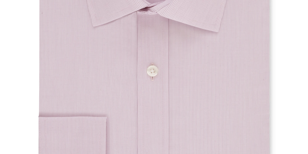 Tommy Hilfiger Men's Athletic Fit Performance Stretch Flex Collar Fineline Stripe Dress Shirt Pink Size 32/33