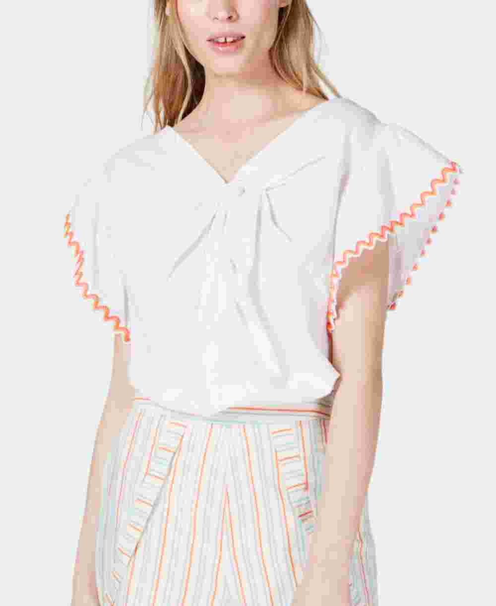Line & Dot Women's Randi Linen-Blend Knot-Front Top White Size Small