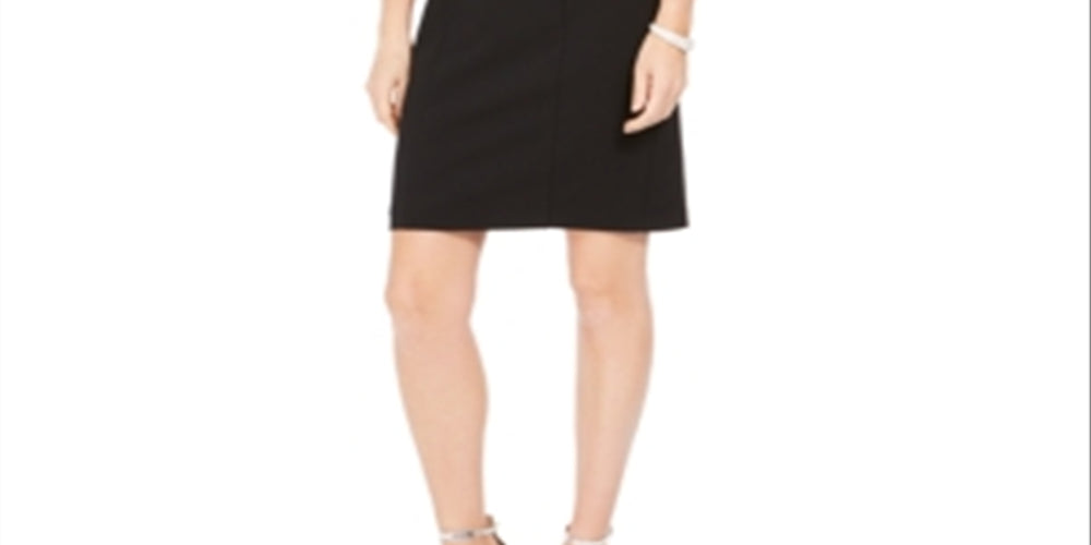 Vince Camuto Women's Sequined Sleeve Shift Dress Black Size 4