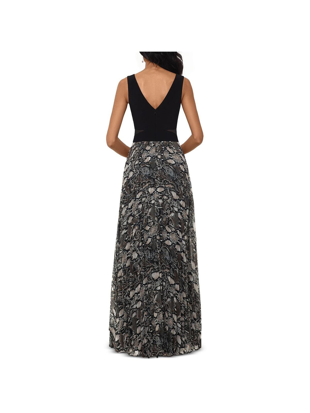 Xscape Women's Snake Embossed Chiffon Gown Black Size 2