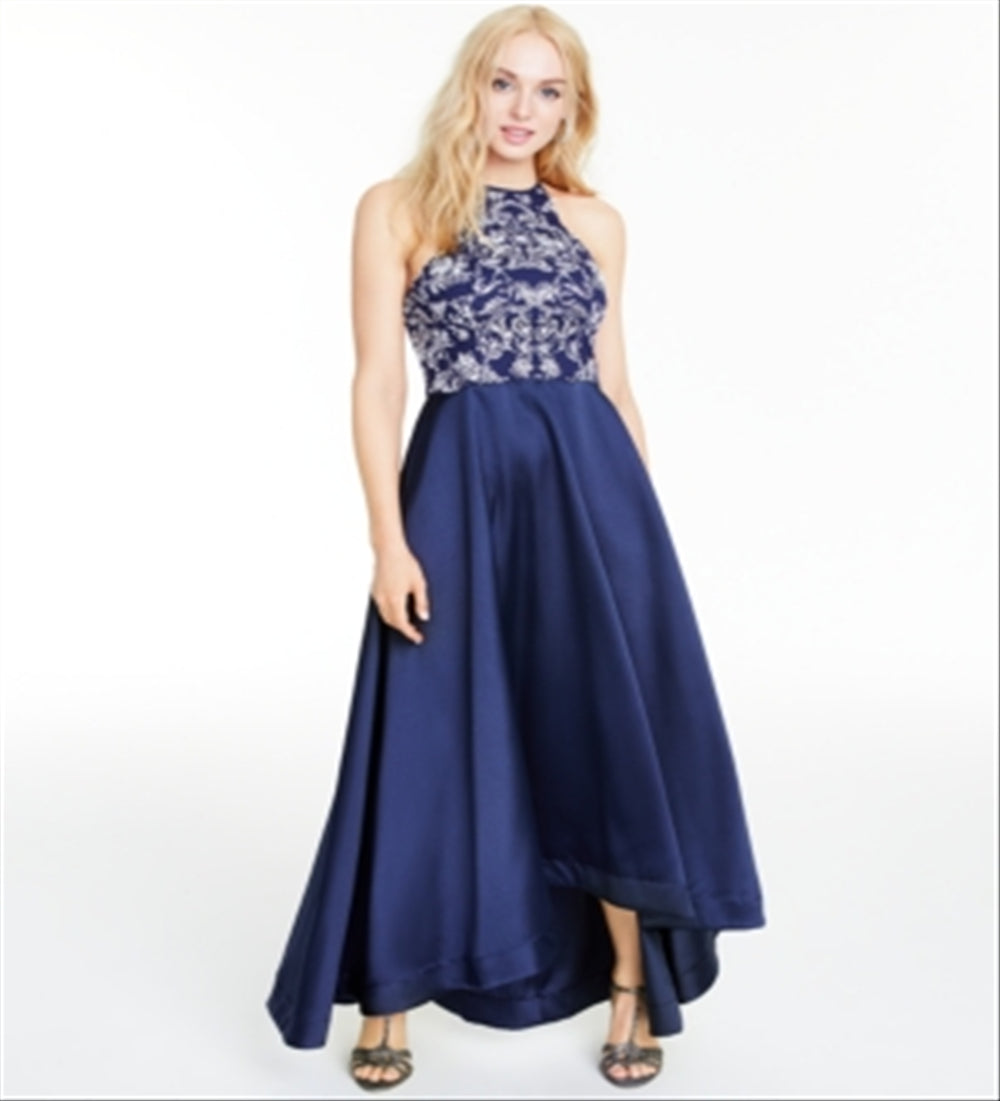 Speechless Junior's Glitter Halter High Low Dress Blue Size 9