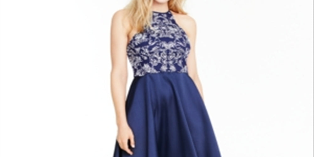 Speechless Junior's Glitter Halter High Low Dress Blue Size 9
