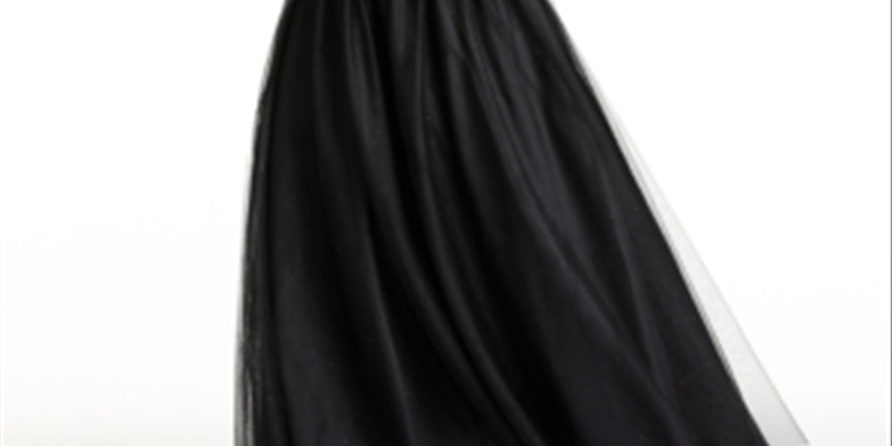 Teeze Me Women's Mesh Gown Sleeveless Halter Maxi Formal Fit Flare Dress Black Size 16W