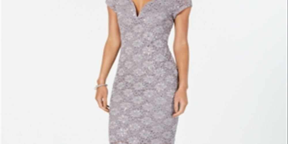 Connected Women's Sequined Lace Sweetheart Sheath Dress Brown Size 8