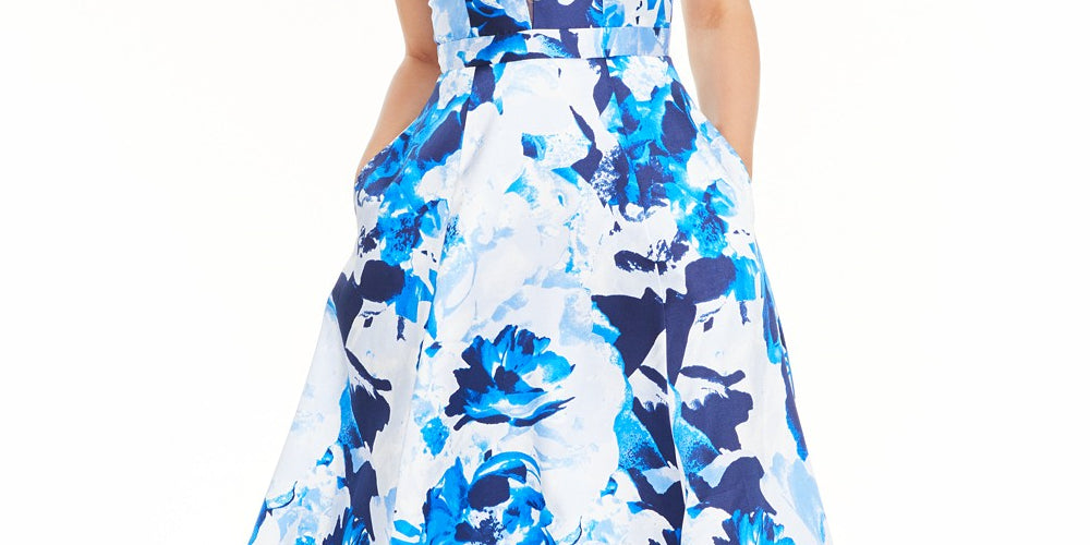 Sequin Hearts Womens Tie Dye Spaghetti Strap Sweetheart Neckline Full-Length Formal Fit Flare Dress Juniors Blue Size 0