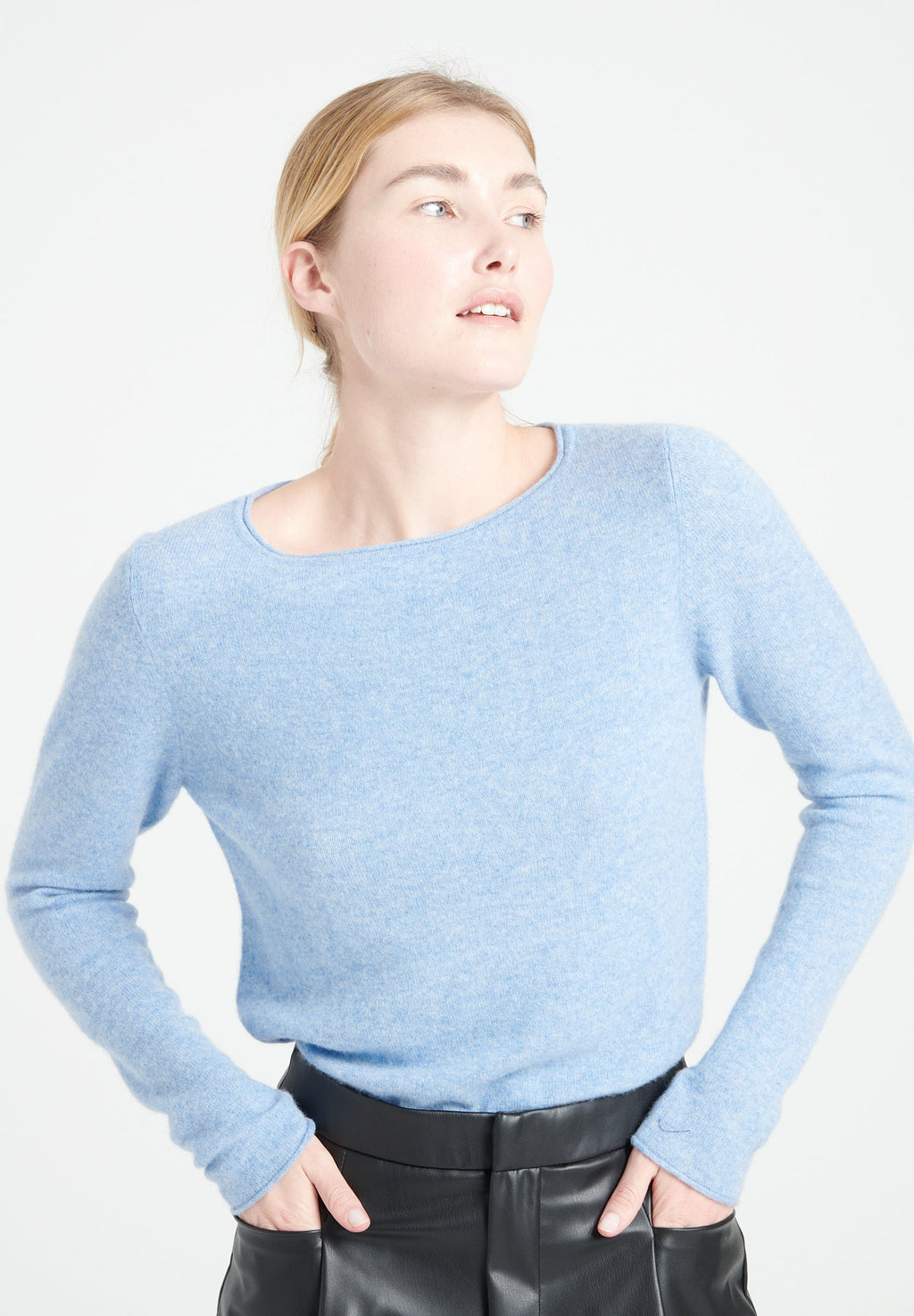 LILLY 5 Light blue cashmere boat-neck sweater