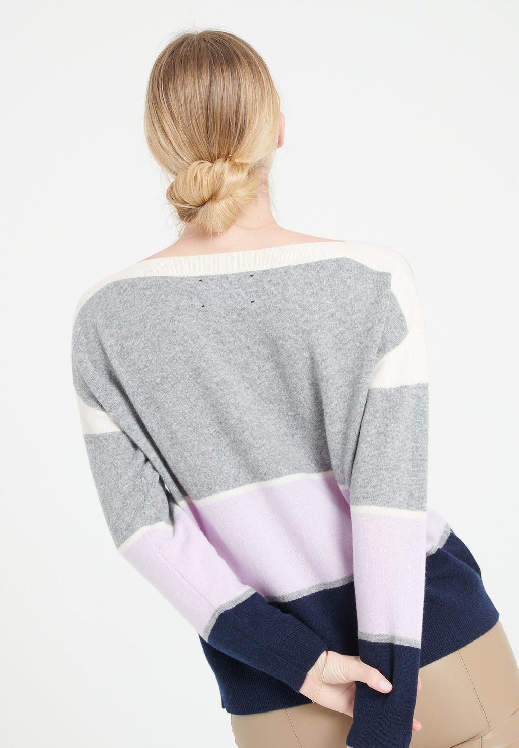 MIA 15 Cashmere boat-neck sweater in multi-colored striped knitwear